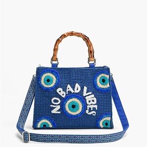 America and Beyond Mystic Gaze 'No Bad Vibes' Tote with Bamboo handle